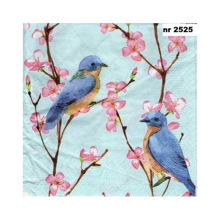 Birds in blossom 33x33cm servet