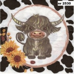 Highlander with sunflowers 33x33cm servet