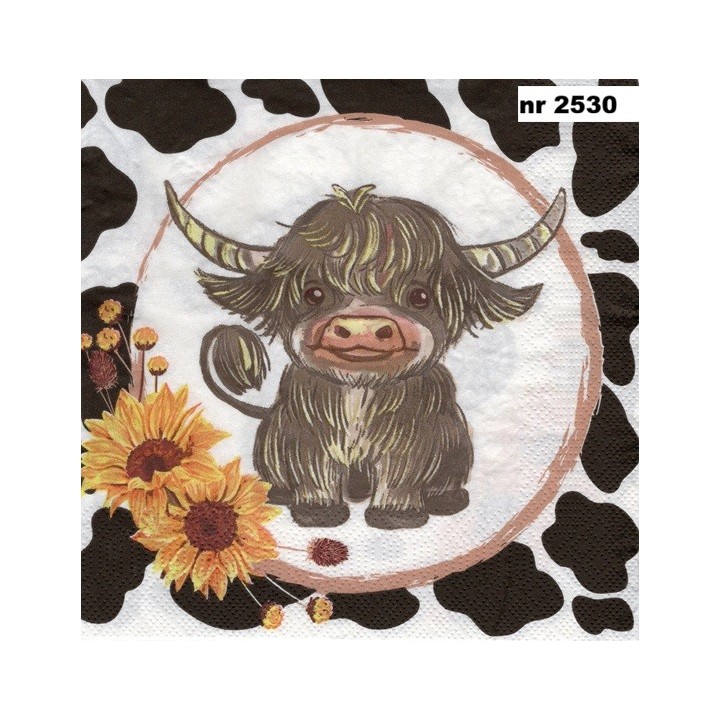 Highlander with sunflowers 33x33cm servet