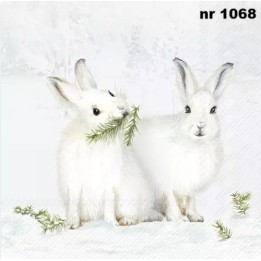Snow rabbits servet 33x33cm