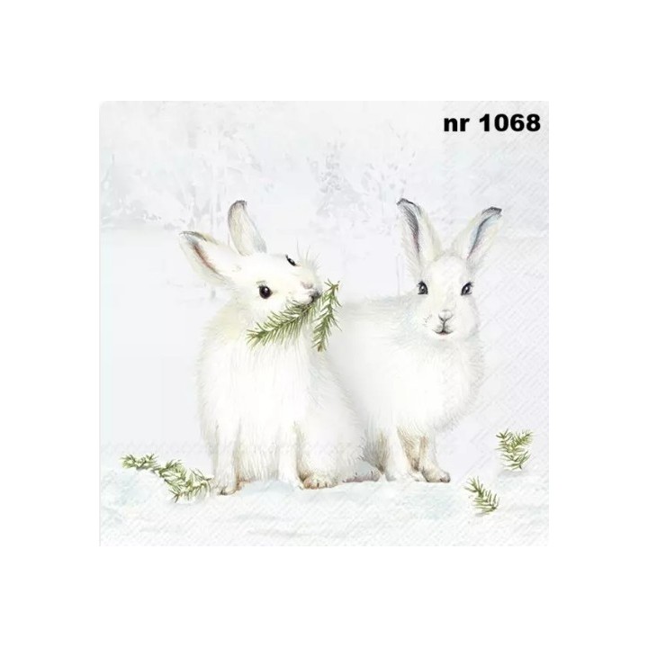 Snow rabbits servet 33x33cm