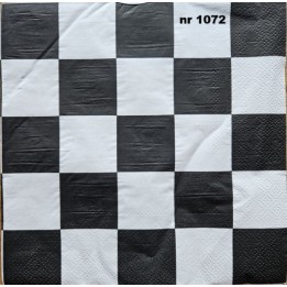 Ruit zwart-wit servet 33x33cm