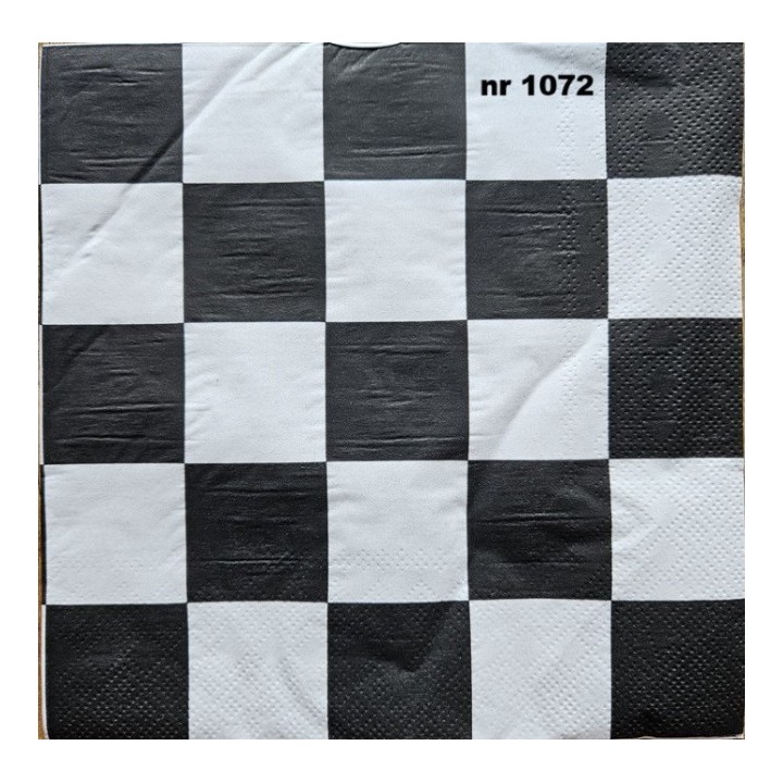 Ruit zwart-wit servet 33x33cm