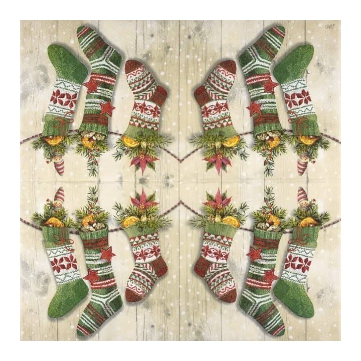 Knit socks cream servet 33x33cm