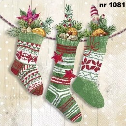 Knit socks cream servet 33x33cm