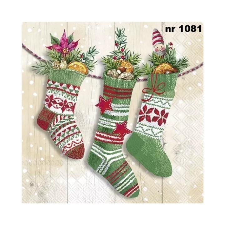Knit socks cream servet 33x33cm