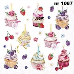 Fruity cupcakes white servet 33x33cm