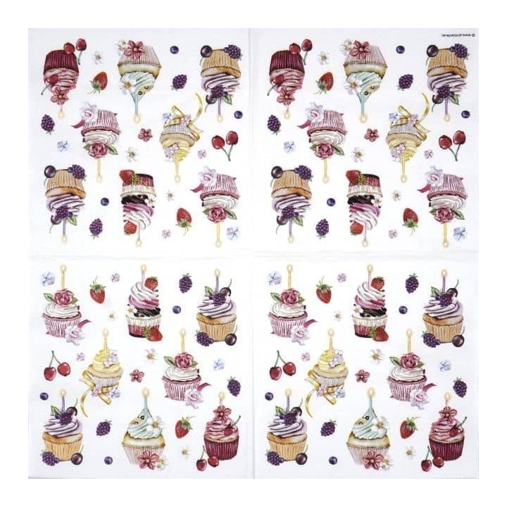 Fruity cupcakes white servet 33x33cm