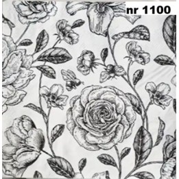 Flowers black servet 33x33cm