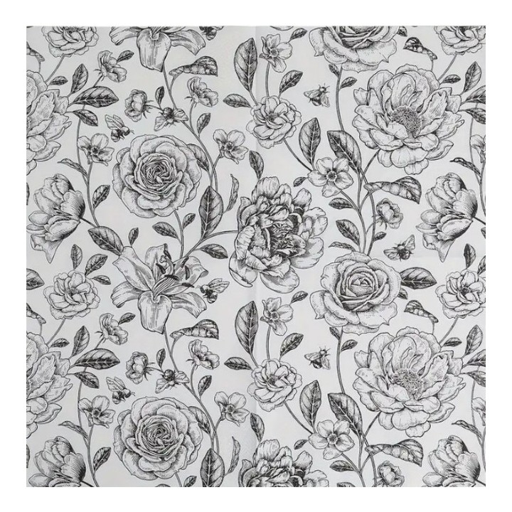 Flowers black servet 33x33cm