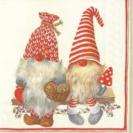 Friendly tomte red servet 33x33cm