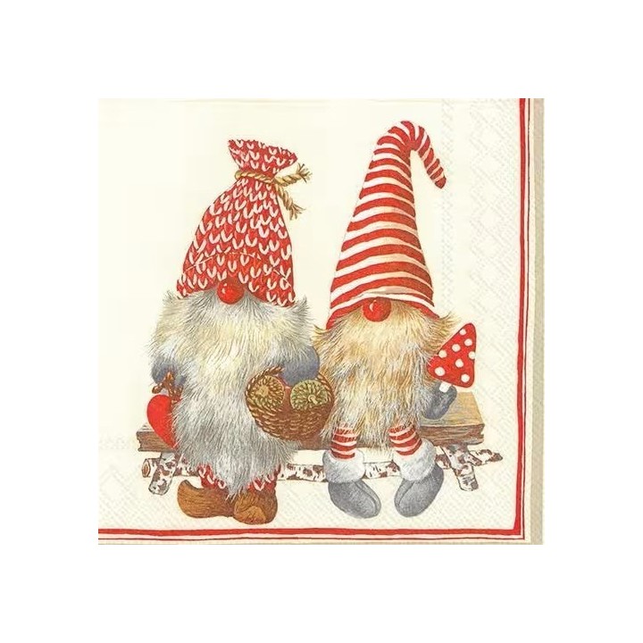 Friendly tomte red servet 33x33cm
