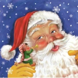Santa & elf servet 33x33cm
