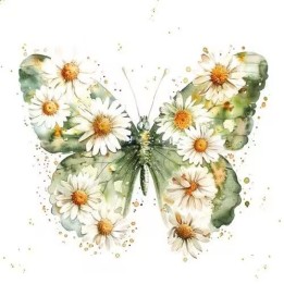 Papillon & marguerites servet 33x33cm