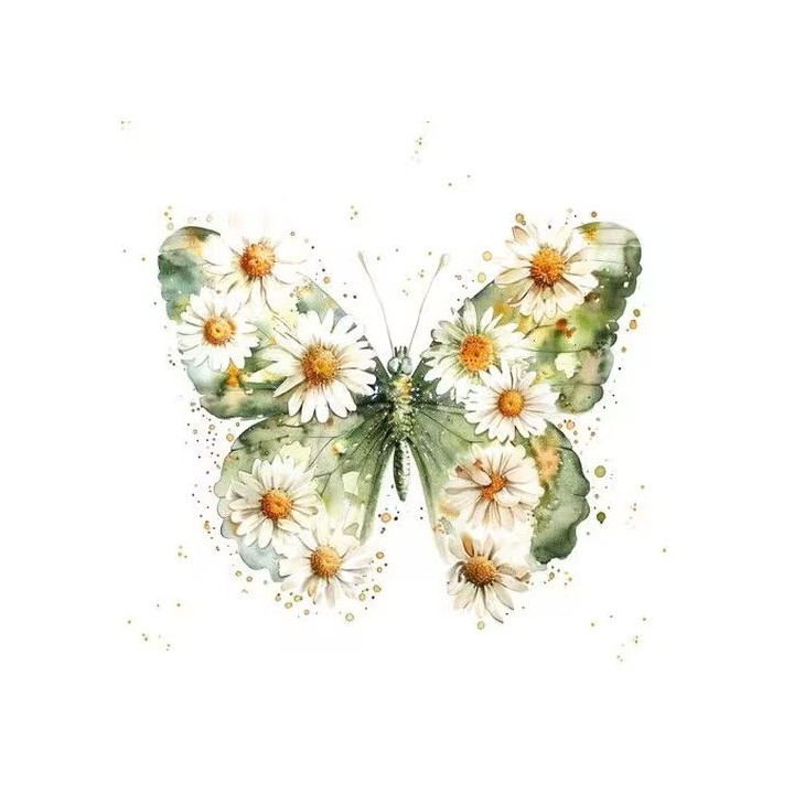 Papillon & marguerites servet 33x33cm
