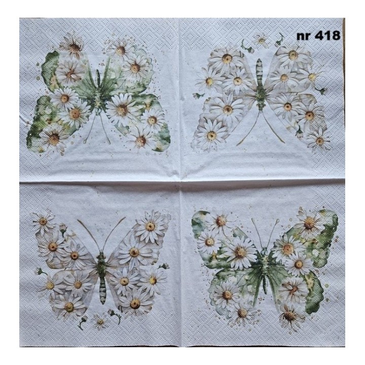 Papillon & marguerites servet 33x33cm