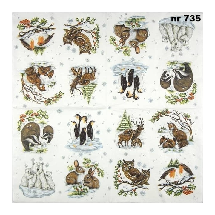 Winter animals servet 33x33cm