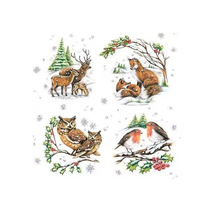 Winter animals servet 33x33cm