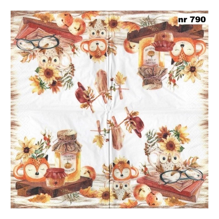 Owl & fox servet 33x33cm