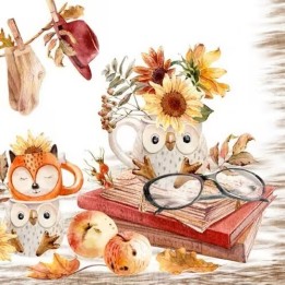 Owl & fox servet 33x33cm