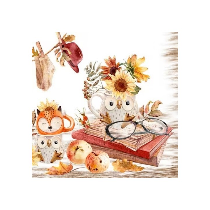 Owl & fox servet 33x33cm
