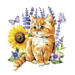 Watercolour ginger kitten & dog servet 33x33cm
