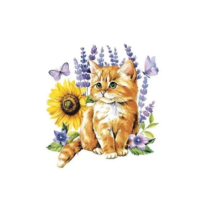 Watercolour ginger kitten & dog servet 33x33cm