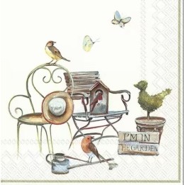 I'm in the garden white servet 33x33cm