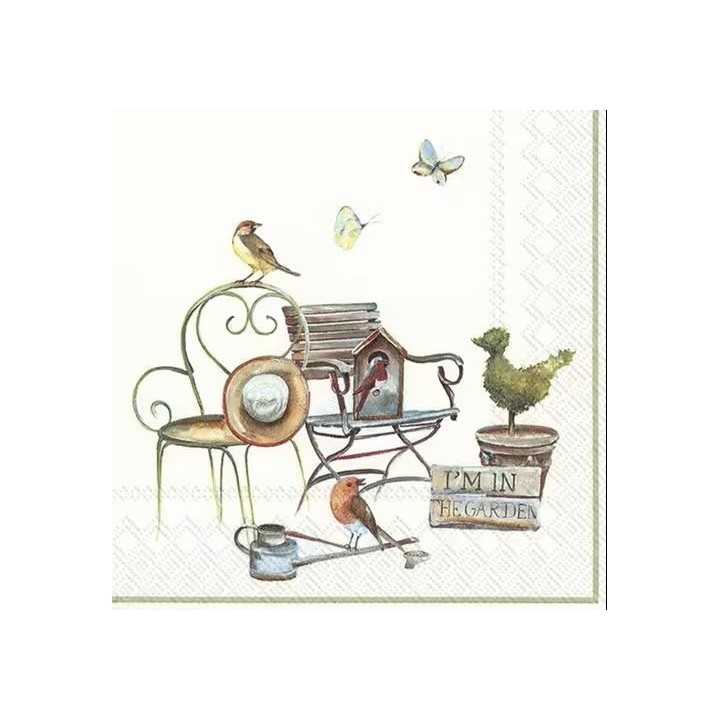 I'm in the garden white servet 33x33cm