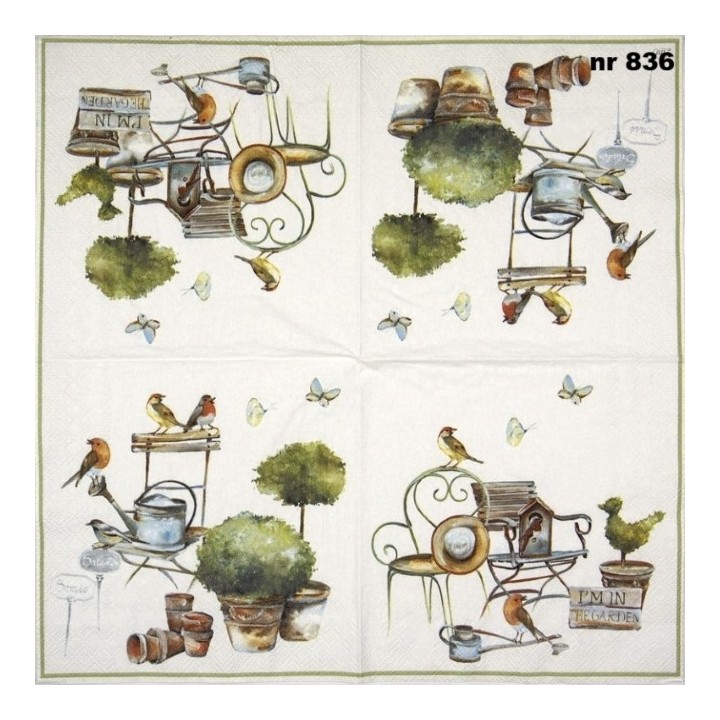 I'm in the garden white servet 33x33cm