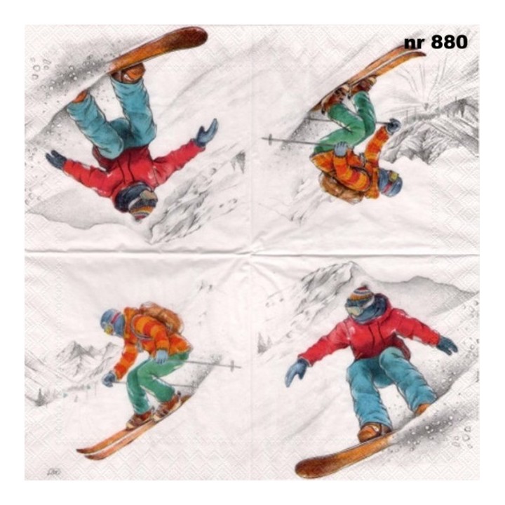 Black ski runs servet 33x33cm