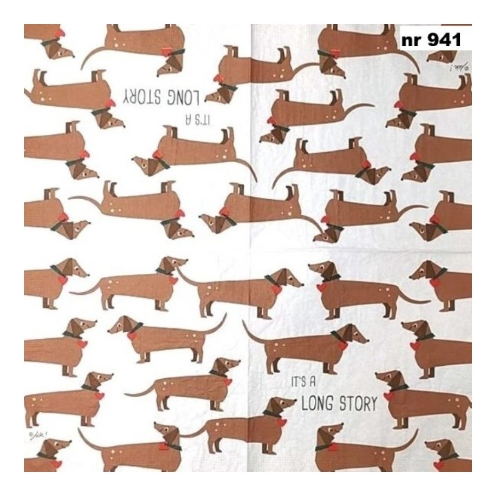 Long story - dachshund servet 33x33cm