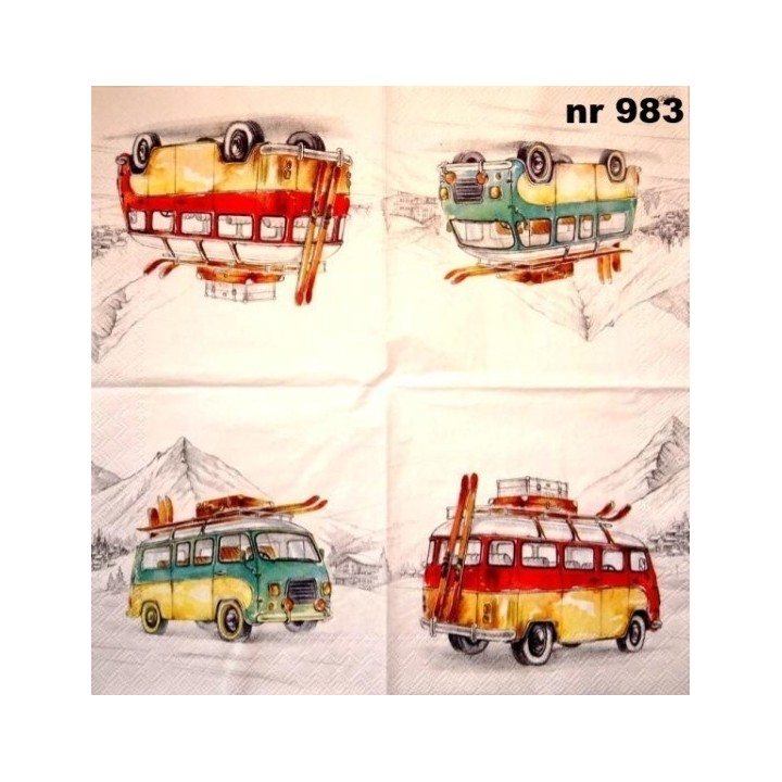 Ski Adventures servet 33x33cm