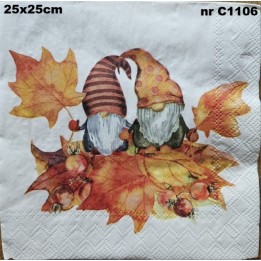Autumn gnomes servet 25x25cm