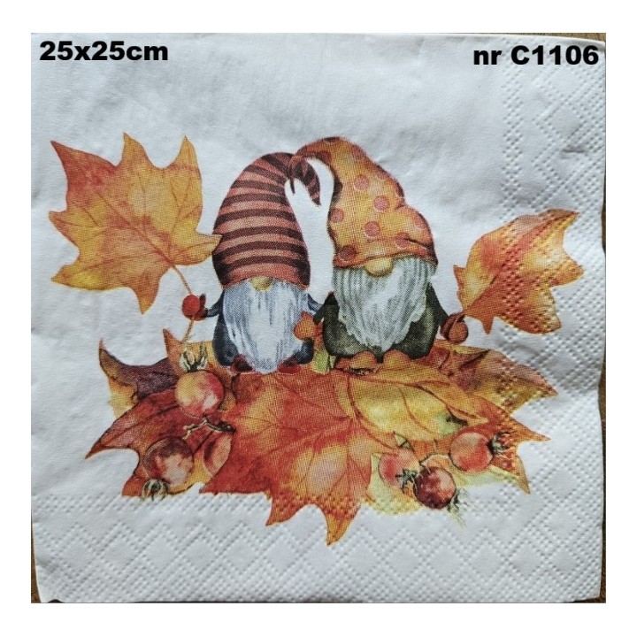 Autumn gnomes servet 25x25cm