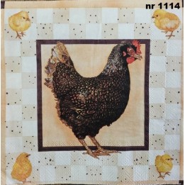 Chicken brown servet 33x33cm