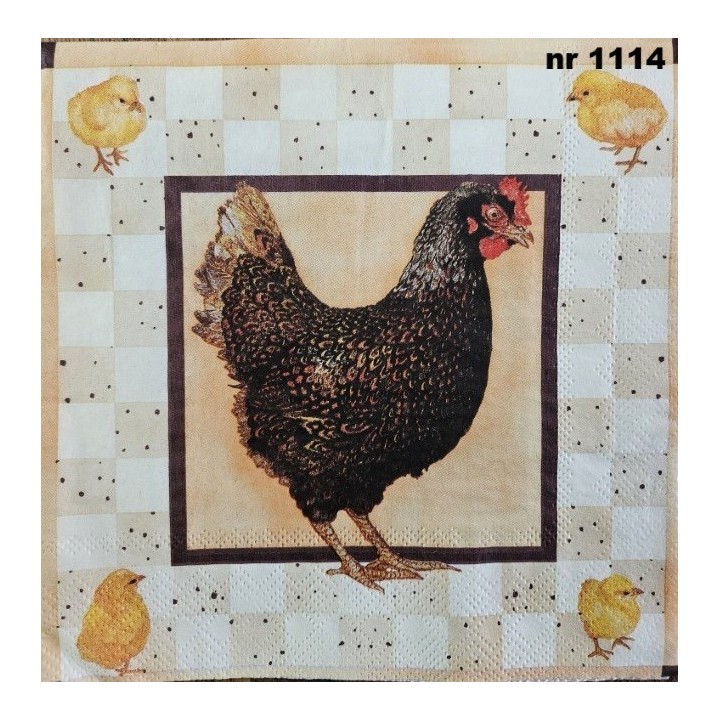 Chicken brown servet 33x33cm