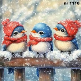 Cute Winter Birds Trio servet 33x33cm