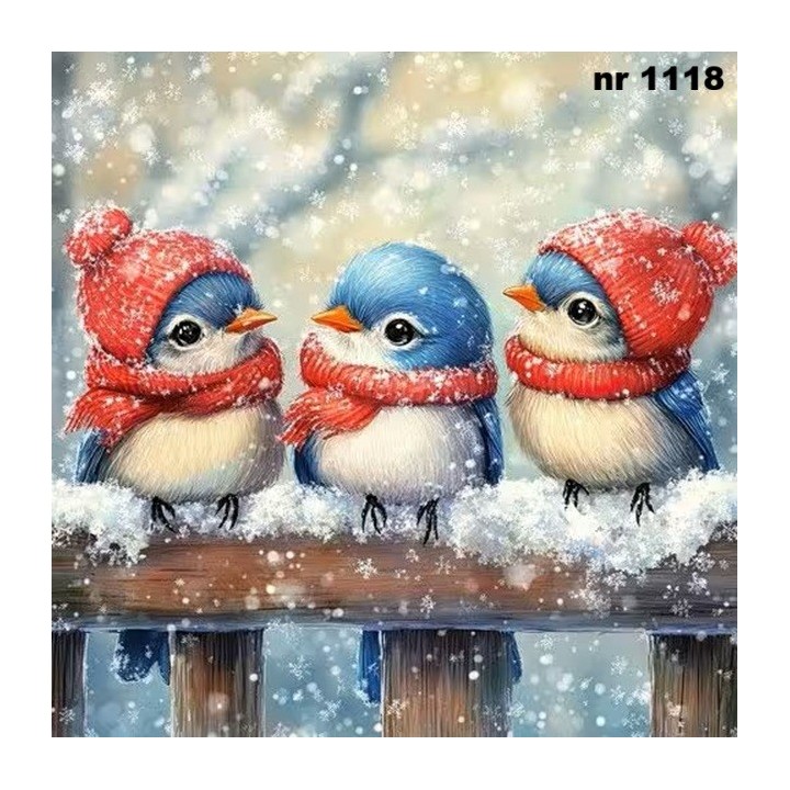 Cute Winter Birds Trio servet 33x33cm