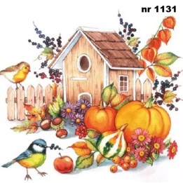 Autumn birdhouse servet 33x33cm