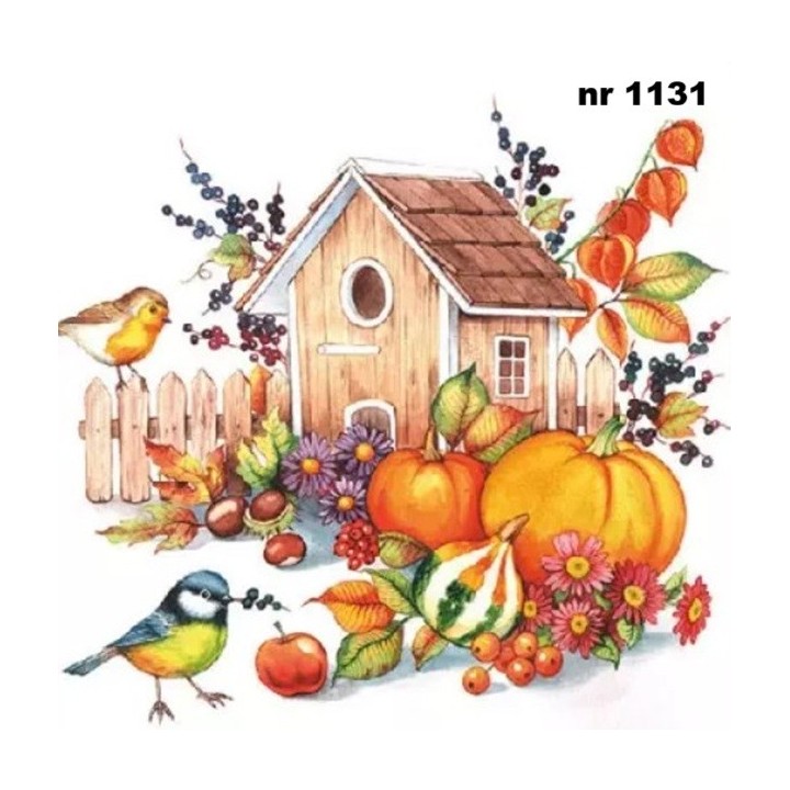 Autumn birdhouse servet 33x33cm
