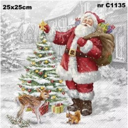 Santas xmas tree servet 25x25cm