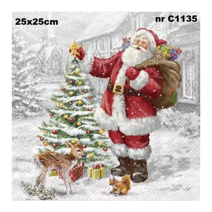 Santas xmas tree servet 25x25cm