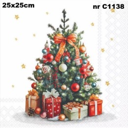 Decorated christmas tree servet 25x25cm