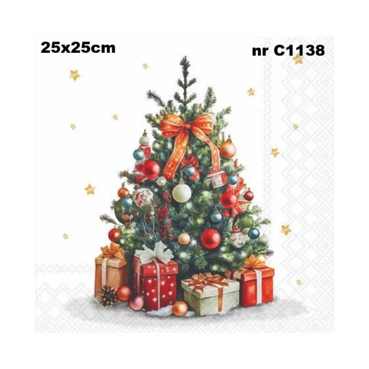Decorated christmas tree servet 25x25cm