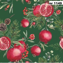 Pomegranates green servet 33x33cm