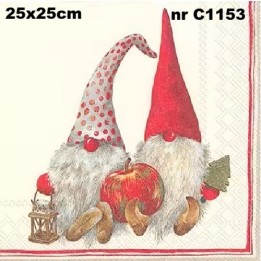 Friendly tomte servet 25x25cm