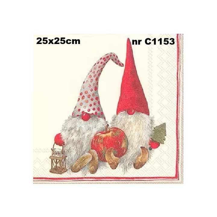 Friendly tomte servet 25x25cm
