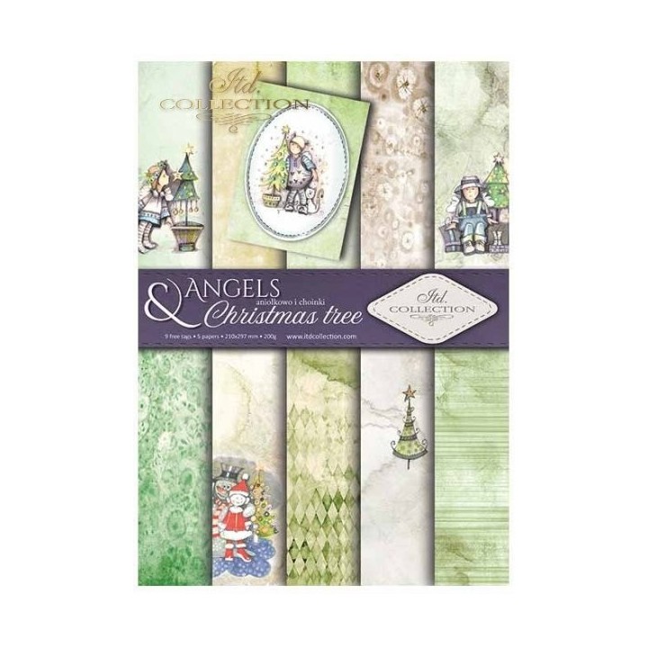 Scrapbookingpapier SCRAP-025 ''Engelen en kerstbomen''