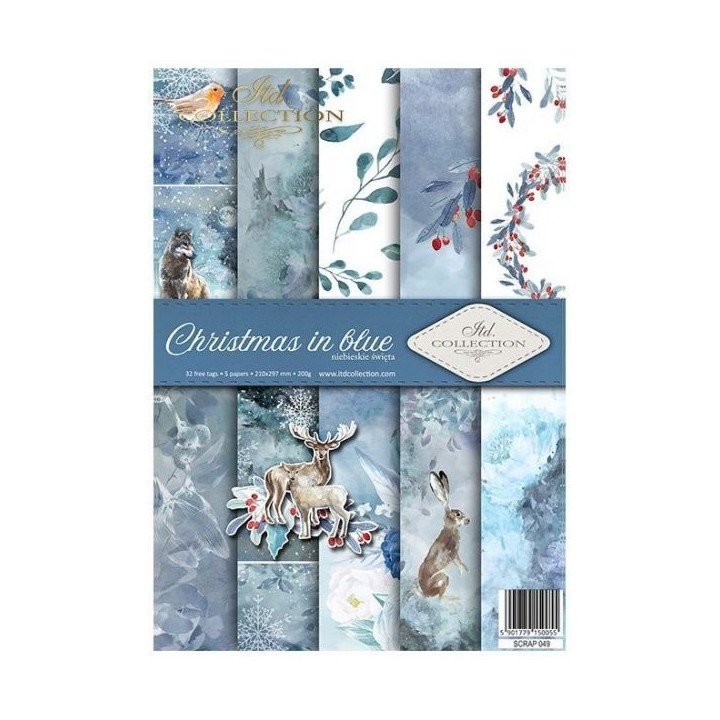 Scrapbookingpapier SCRAP-049 ''Kerst in blauw''